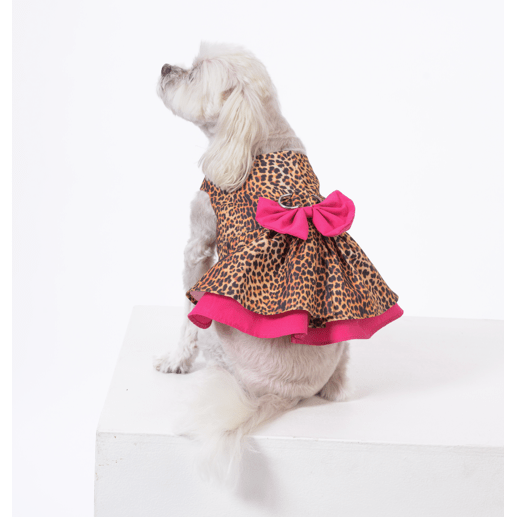 Leopard In Pink Dog Harness Dres