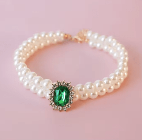 Statement Pearl Choker with Rhinestone Centre