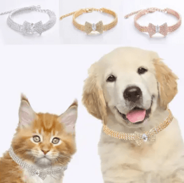 Rhinestone Bow Tie Dog Necklaces