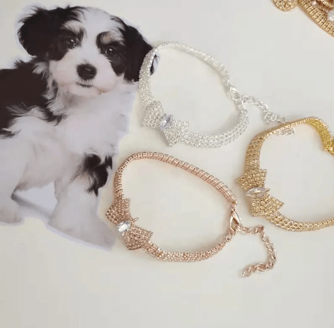 Rhinestone Bow Tie Dog Necklaces