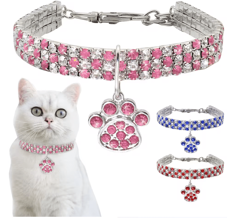 Snoweys Rhinestone Diamante Necklace for Dogs