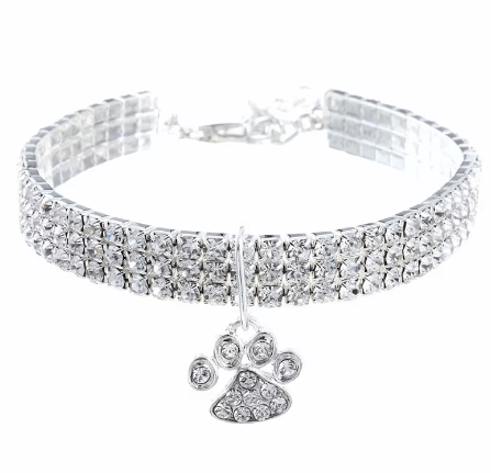 Snoweys Small / Silver Rhinestone Diamante Necklace for Dogs