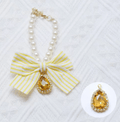 Snoweys Yellow / Small Diamante Rhinestone Drop with Pearl Necklace for Cats and Dogs